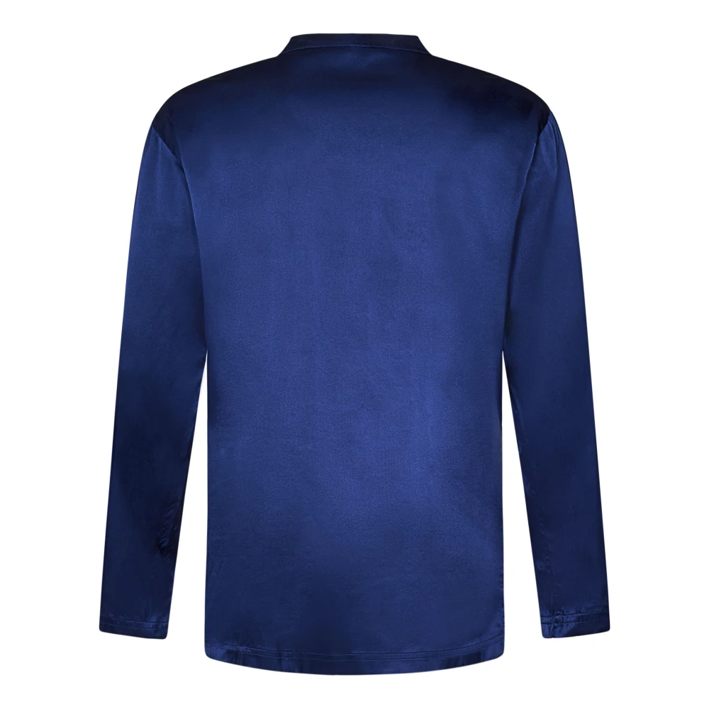 Tom Ford Blauwe Zijden Henley Ondergoed Blue Heren