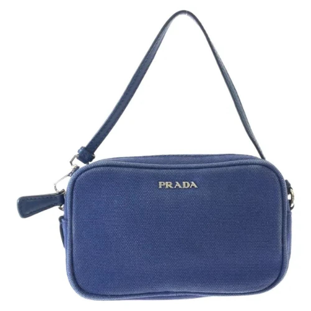 Prada Vintage Pre-owned Canvas clutches Blue Dames