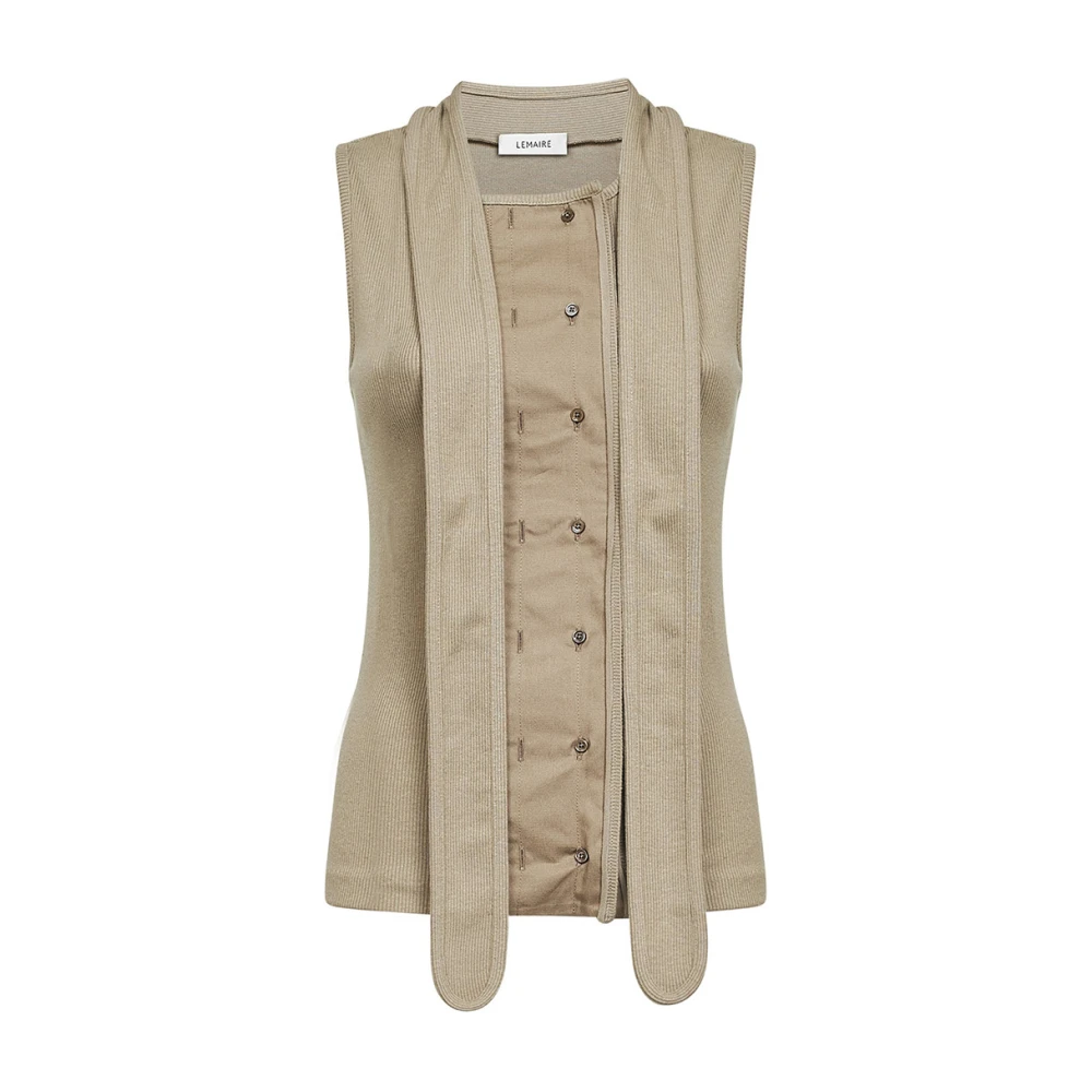 Lemaire Green Sleeveless Tops, Female, Xs, Asymmetrical Fitted Top