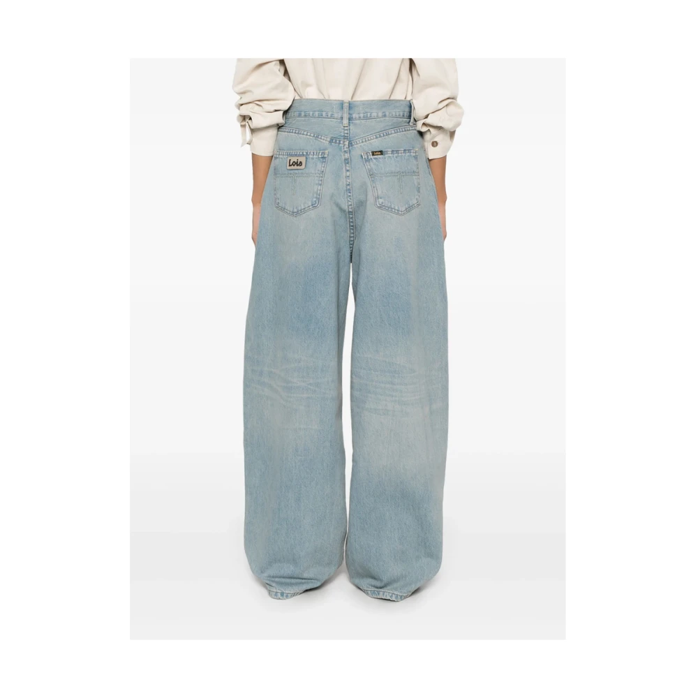 Lois Blauwe Rits Voorkant Klassieke Vijf Zakken Jeans Blue Dames