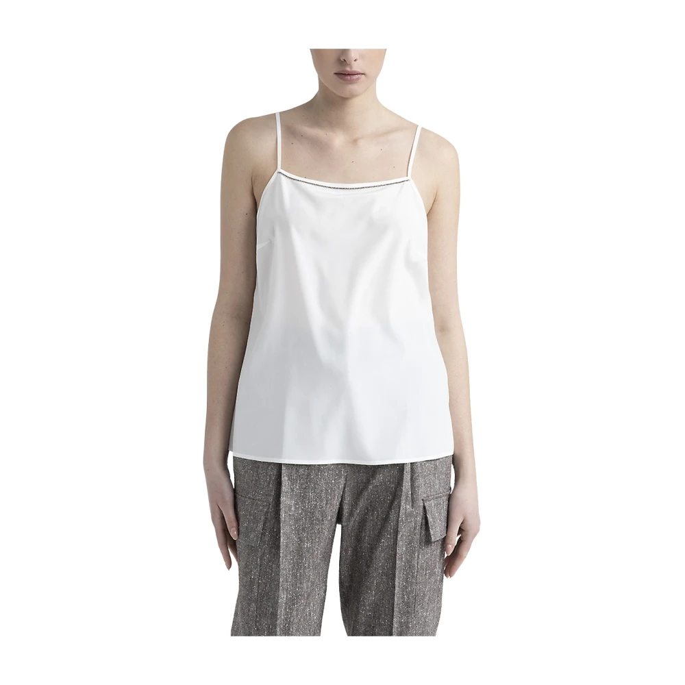 PESERICO Stretch zijden crepe de chine top White Dames