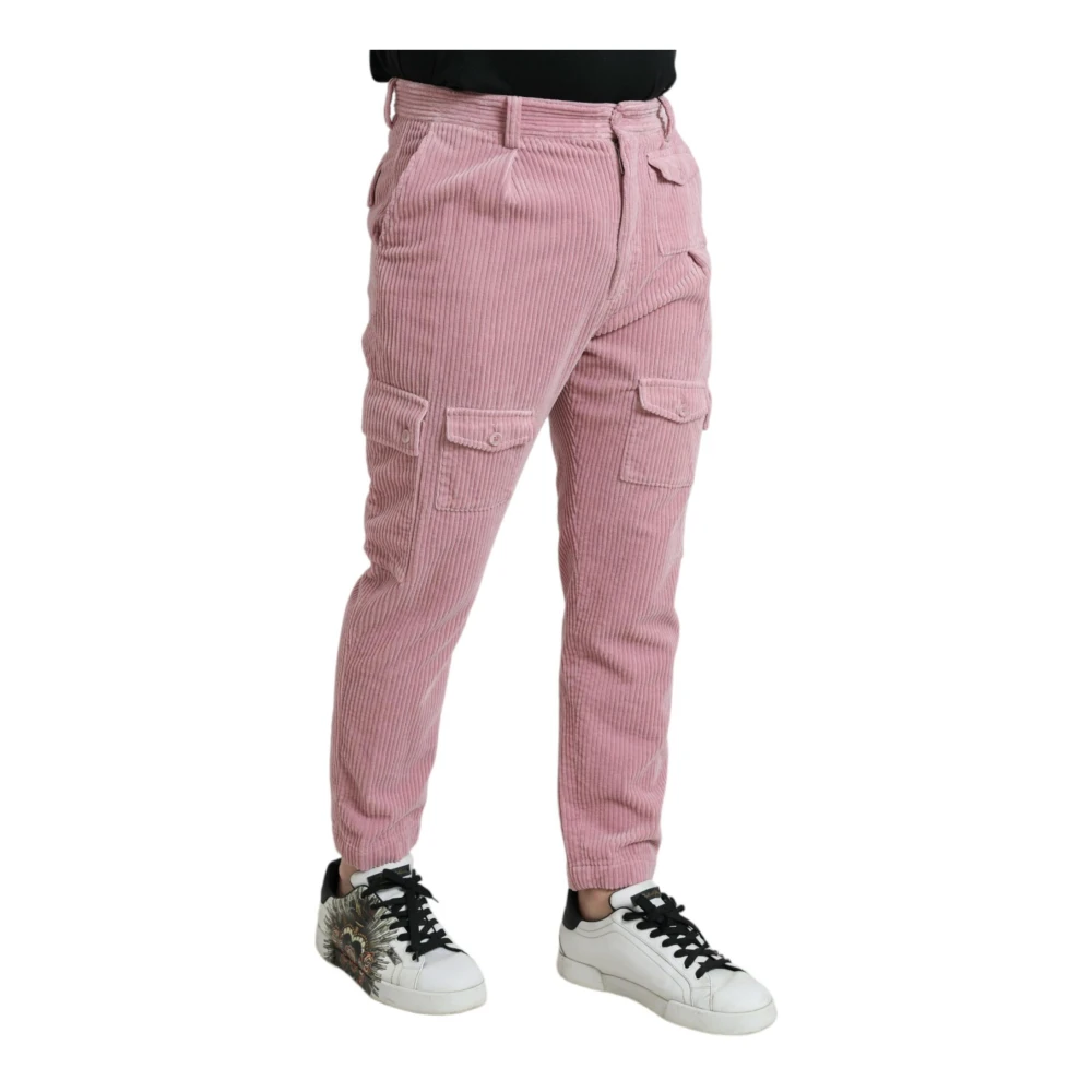 Dolce & Gabbana Roze Corduroy Skinny Cargo Jeans Pink Heren