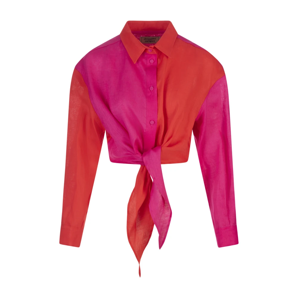 Alessandro Enriquez Rood Color-Block Shirt met Voorstrik Multicolor Dames
