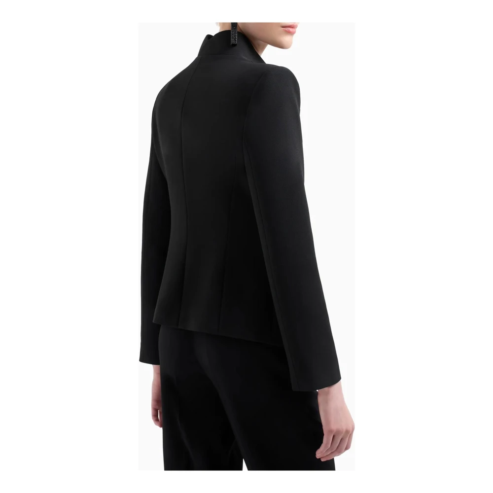Emporio Armani Zwarte Cady Crepe Blazer Black Dames
