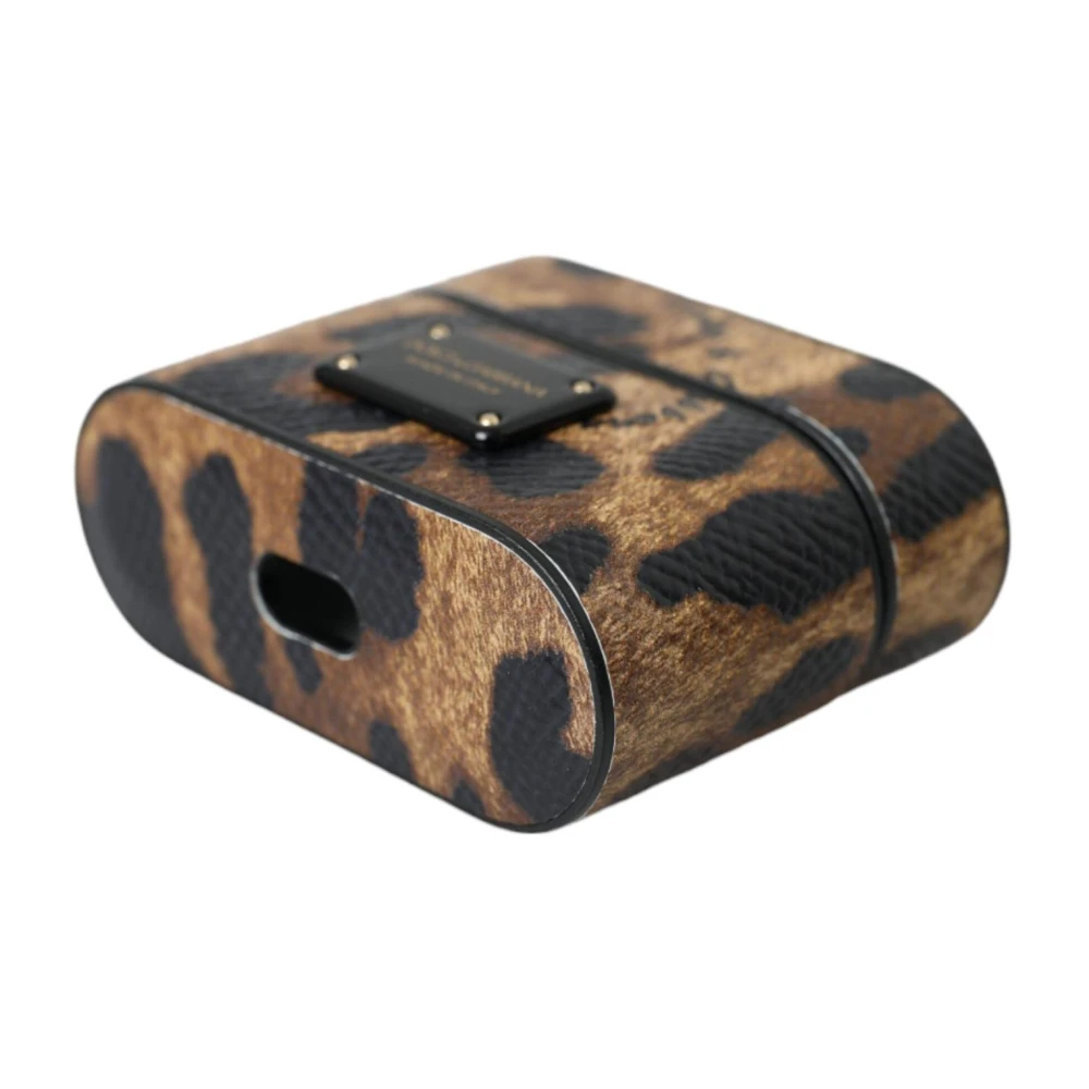 Dolce & Gabbana Leopard Print AirPods Hoesje Brown Dames