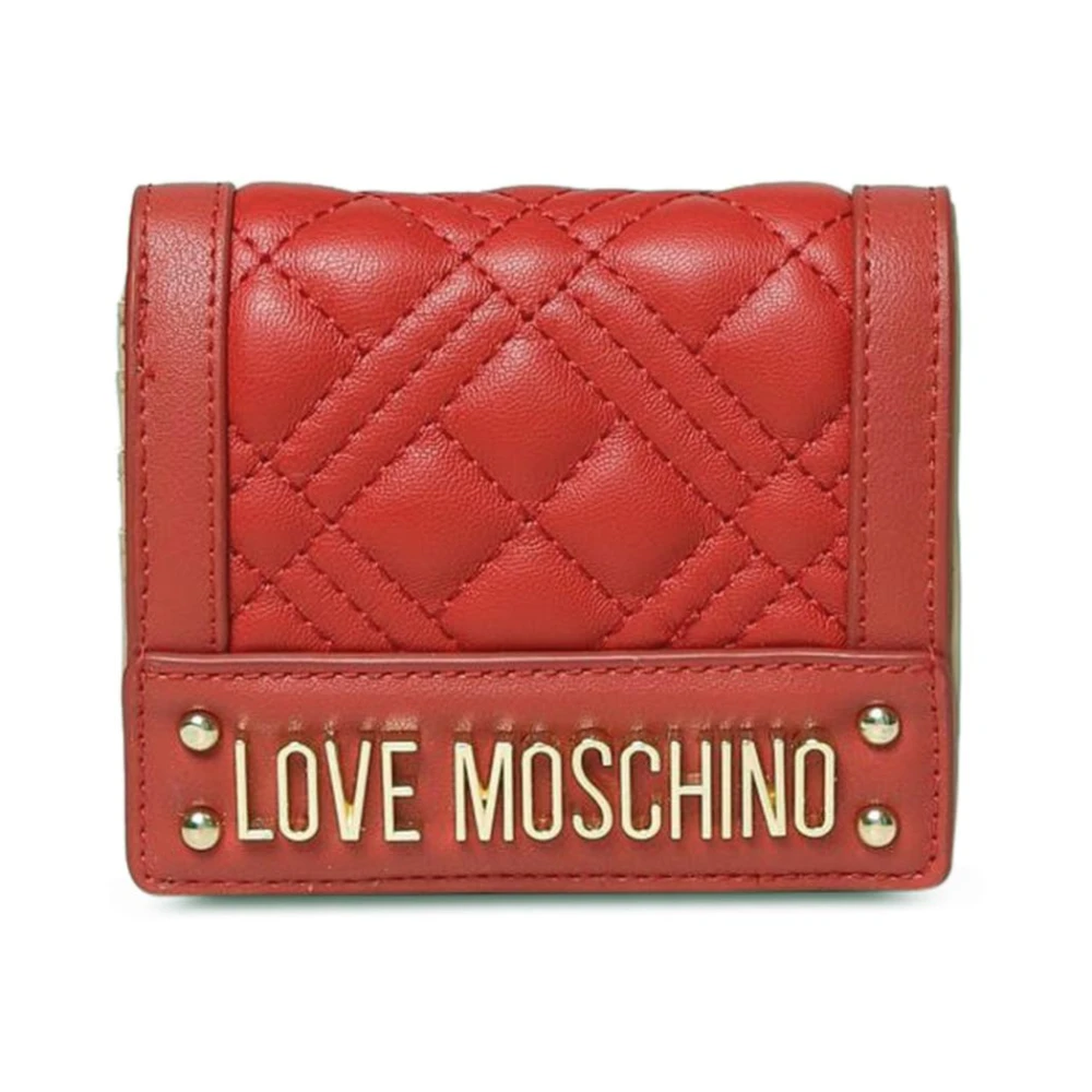 Love Moschino Metalliskt Stängning Plånbok med Kreditkortshållare Red, Dam