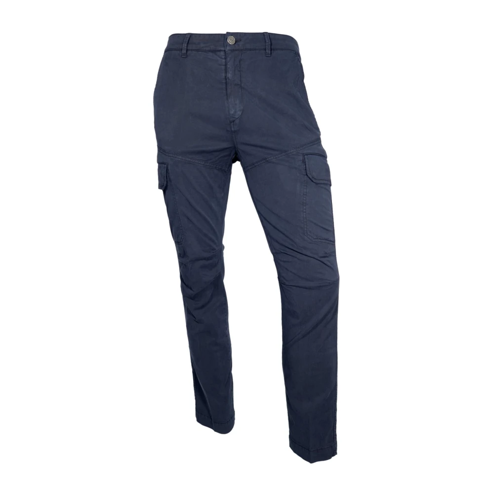 Aeronautica Militare Blue Slim-Fit Trousers, Male, M, Cargo Trousers Spring Twill