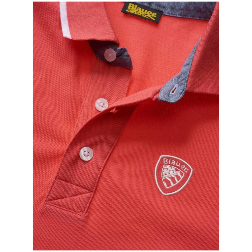 Blauer Katoenen Polo Shirt Red Heren