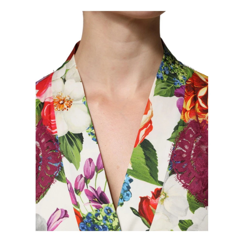 Dolce & Gabbana Bloemen Kant Zijden Abaya Lange Mouwen Multicolor Dames
