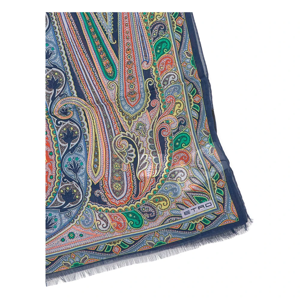 ETRO Zijden Chiffon Sjaal met Multicolor en Franjes Multicolor Dames