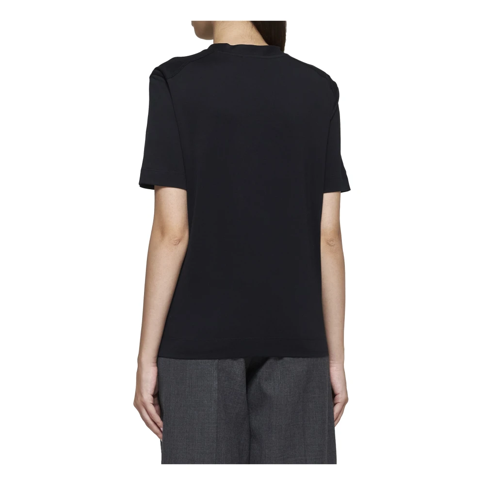 BRUNELLO CUCINELLI Zwarte Katoenen T-shirt met Monile Versiering Black Dames
