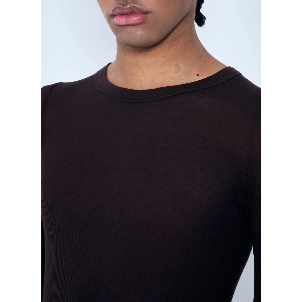 Rick Owens Rib Long Sleeve Crewneck T-Shirt Brown Heren