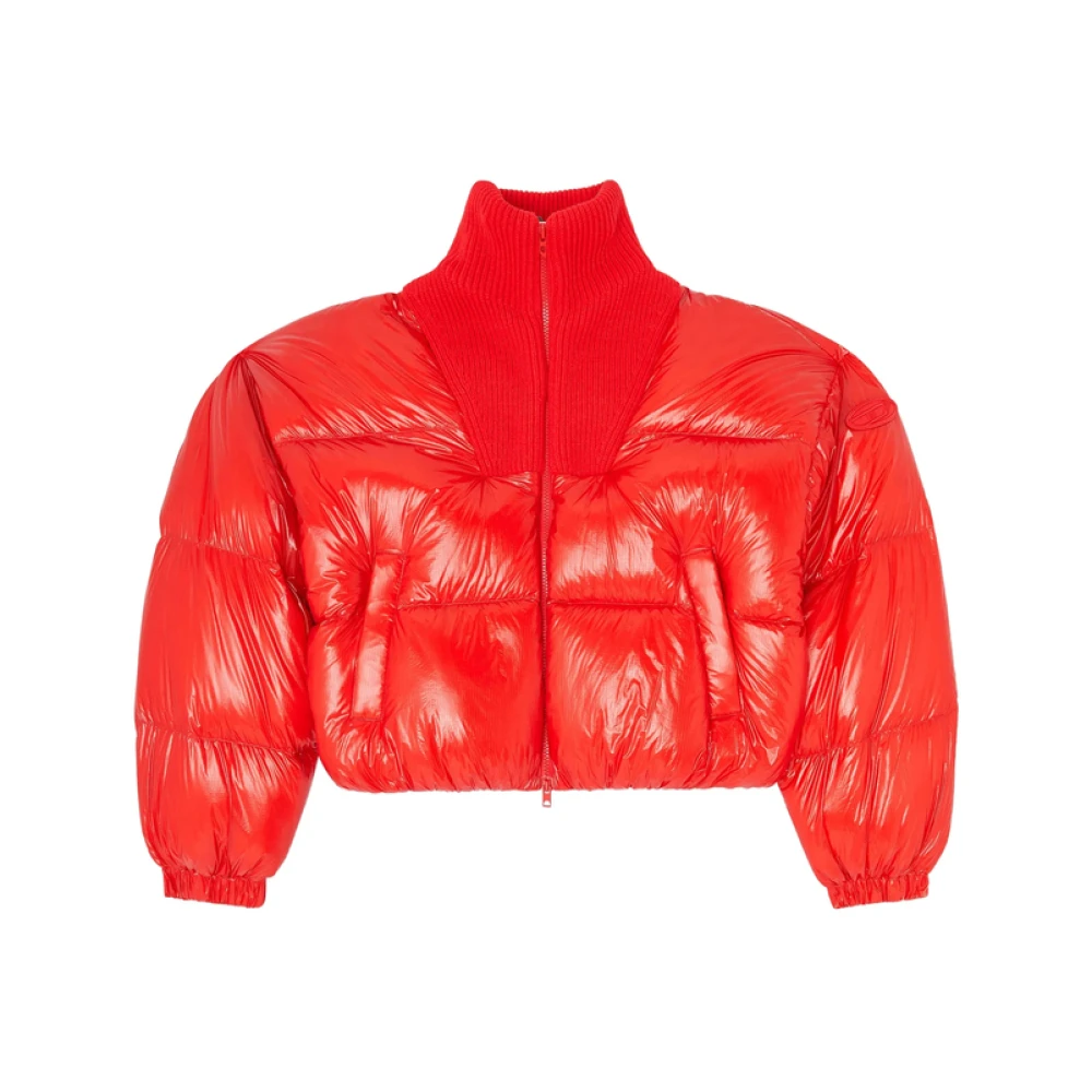 DIESEL | Piumino corto W-Arrior in nylon lucido rosso | Women | 44 - Immagine 3