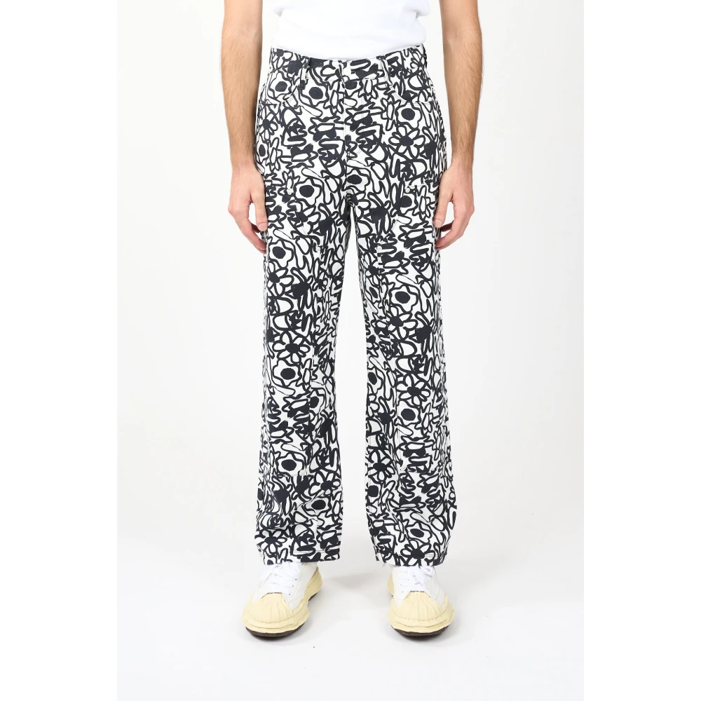 Arte Antwerp Floral Print Relaxed Fit Jeans Black Heren