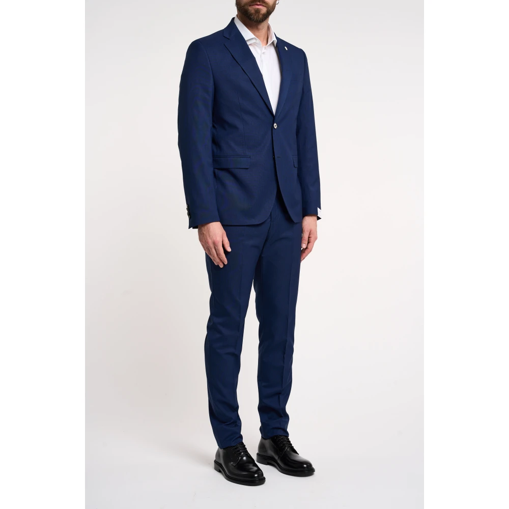 Manuel Ritz Single Breasted Suits Blue Heren