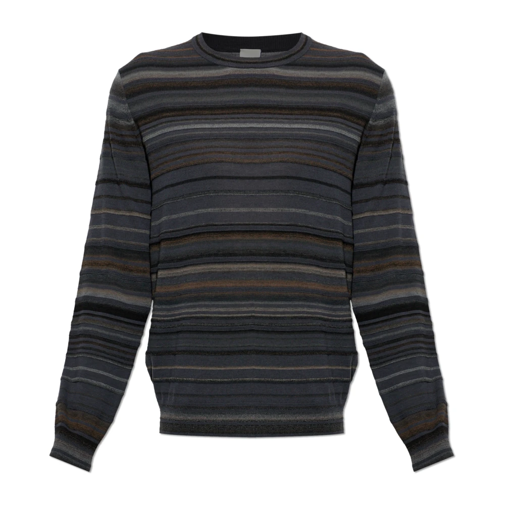 Paul Smith Uomo Grigio - Maglione In Lana A Righe Grigie - Knitwear - L
