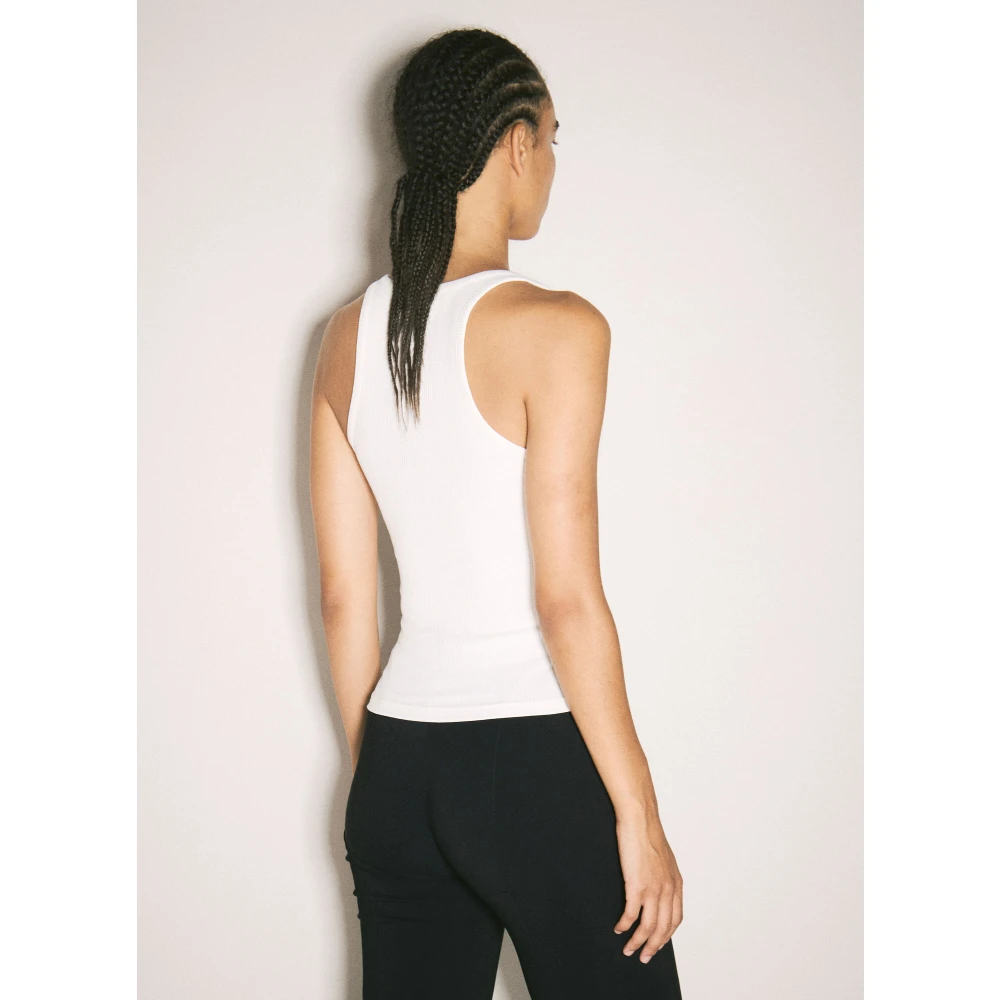 Mugler Geribbelde tanktop met zilveren hardware White Dames