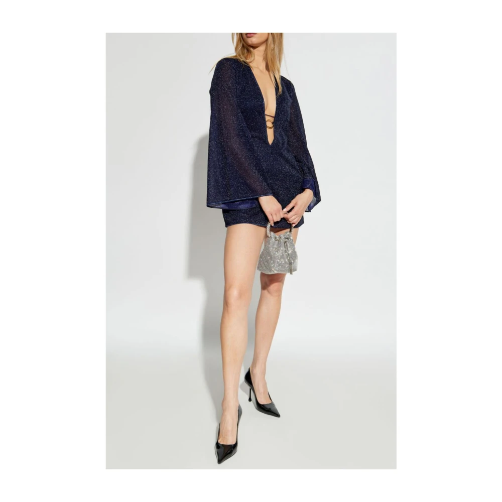 Oseree Blauwe Nacht Lurex Kaftan Jurk Blue Dames