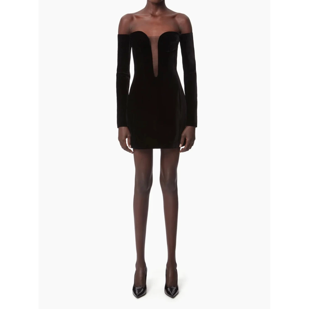 Nina Ricci Fluwelen Corsetjurk met V-Halslijn Black Dames