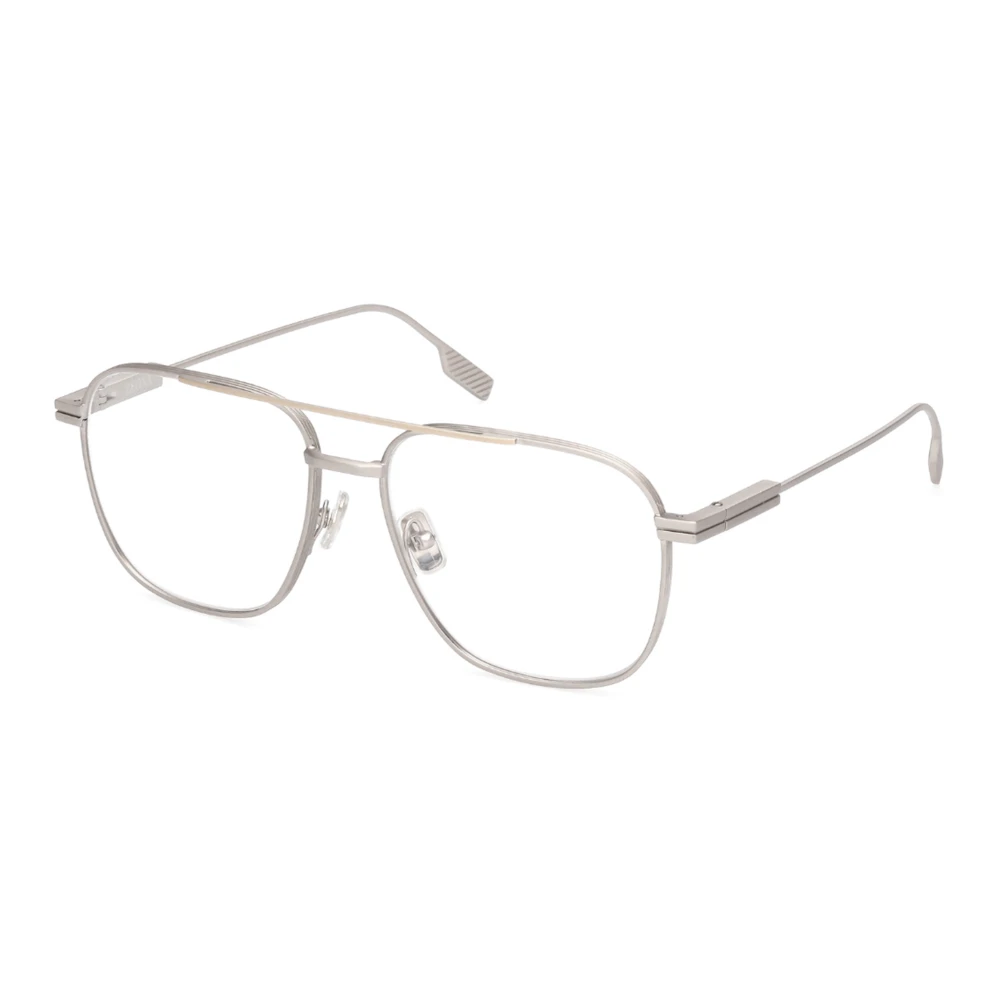 Zegna Unisex Gray Matte Palladium Eyewear Frames Medium