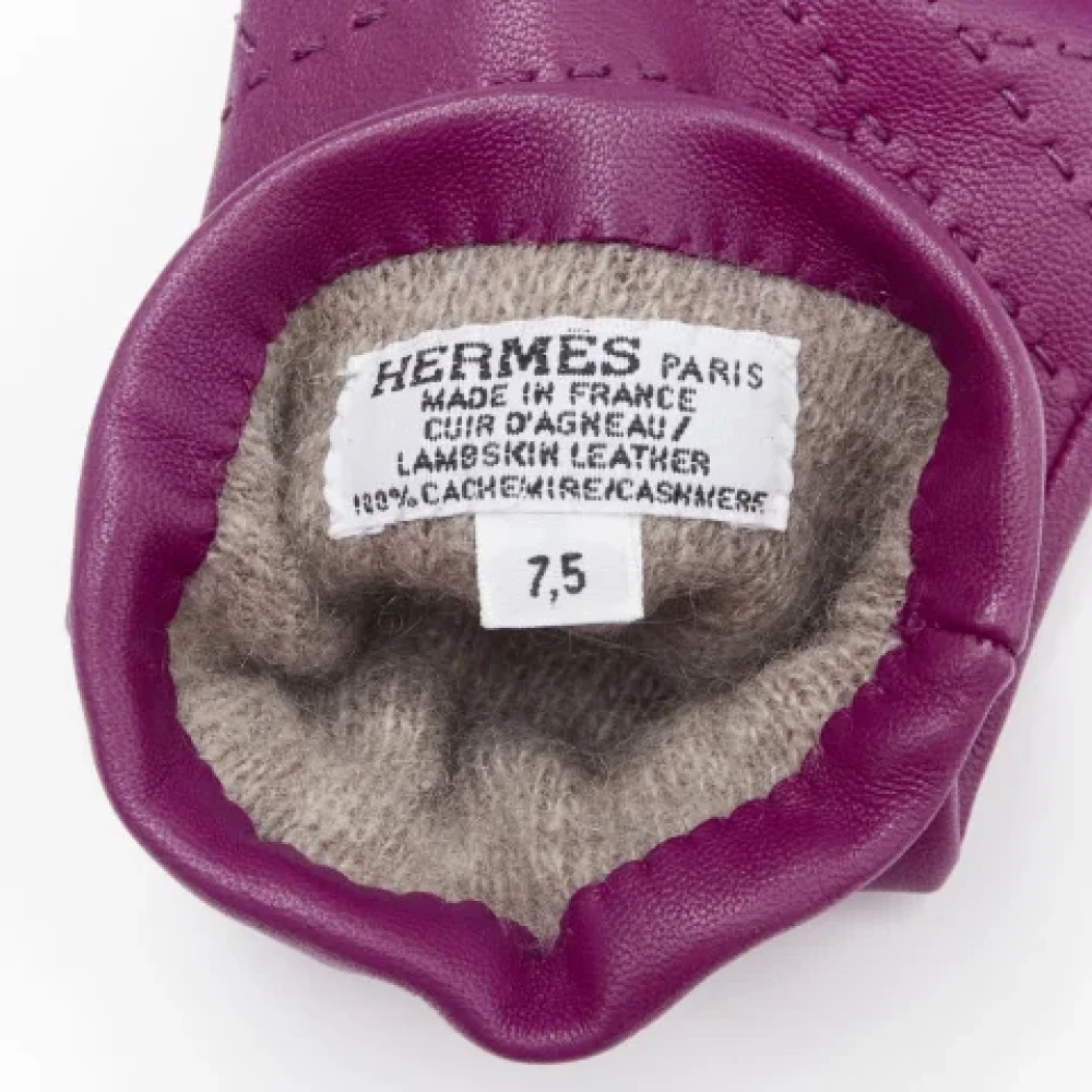 Hermès Vintage Pre-owned Leather gloves Purple Dames