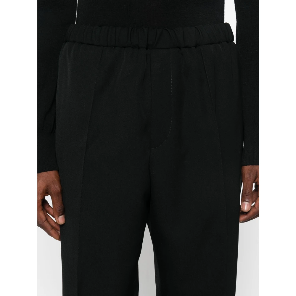 Jil Sander Zwarte Wol Tapered Broek Black Heren