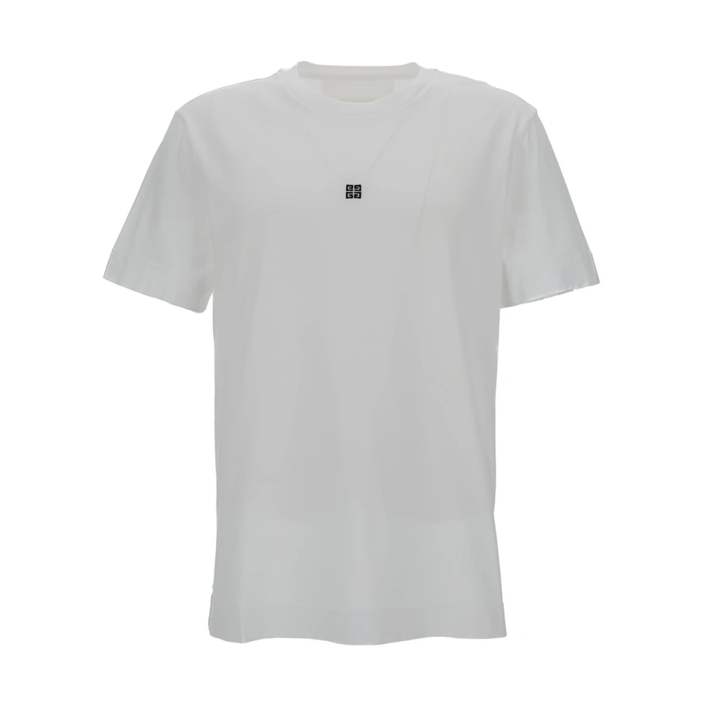 Givenchy Wit Katoenen T-Shirt met 4G Borduursel White Heren