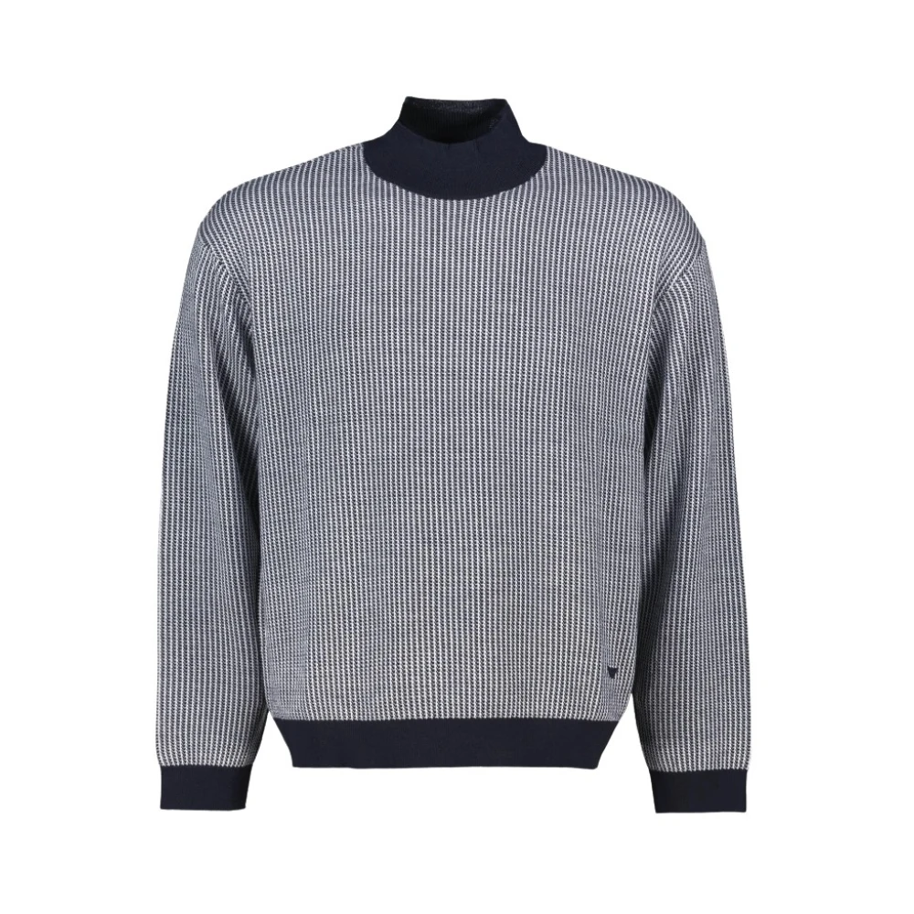 Emporio Armani Blauwe Wollen Coltrui Blue Heren