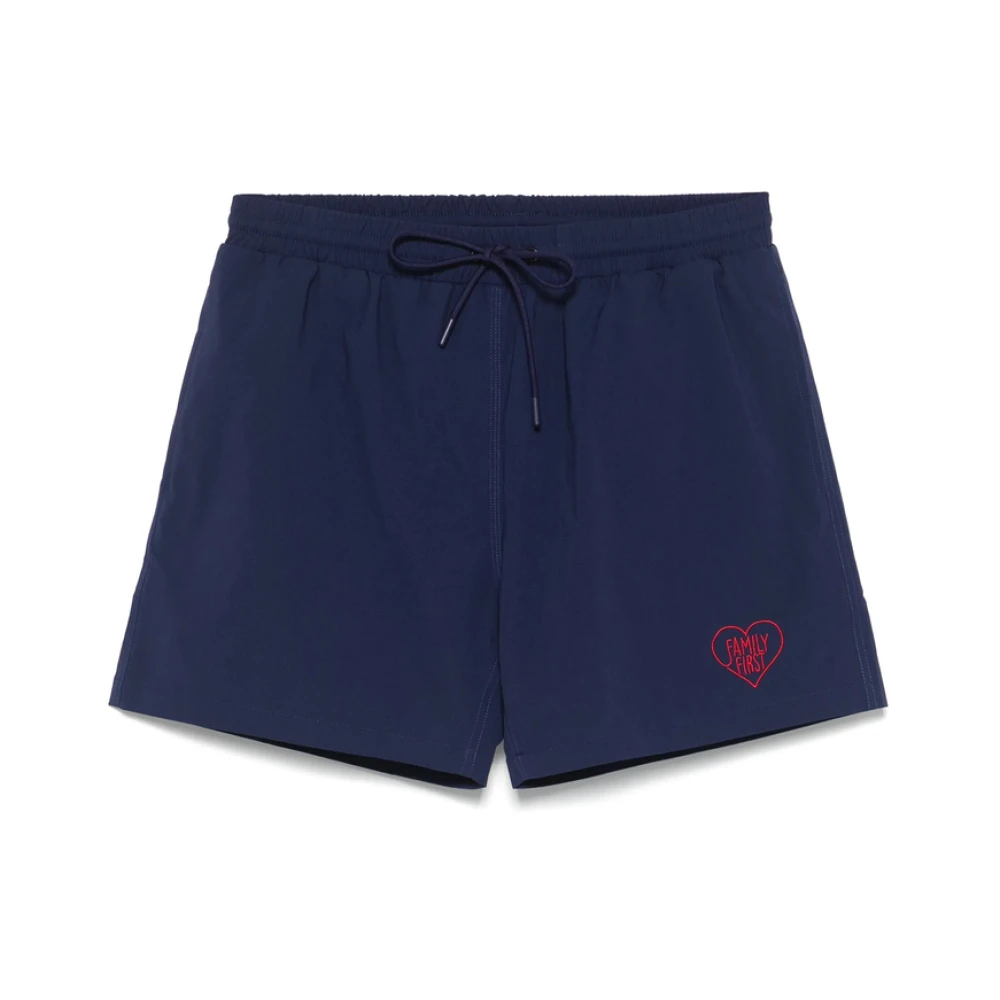 Family First Navy Blue Beachwear Trekkoord Shorts Blue Heren