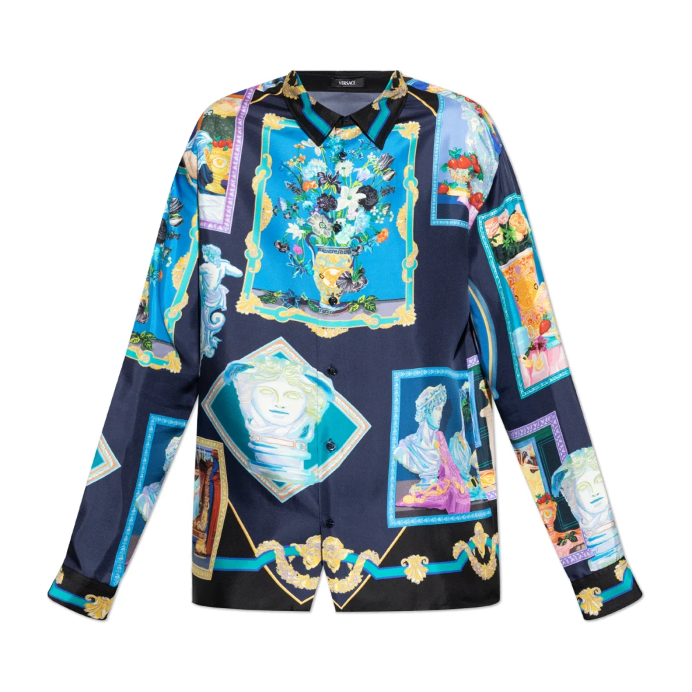 Versace Informele Twill Shirt Galerij Print Multicolor Heren