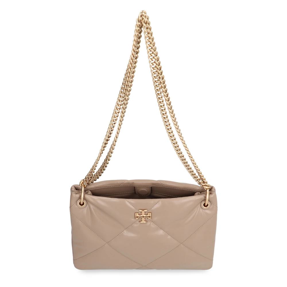 TORY BURCH Gewatteerde leren schoudertas met kettinghandvatten Beige Dames