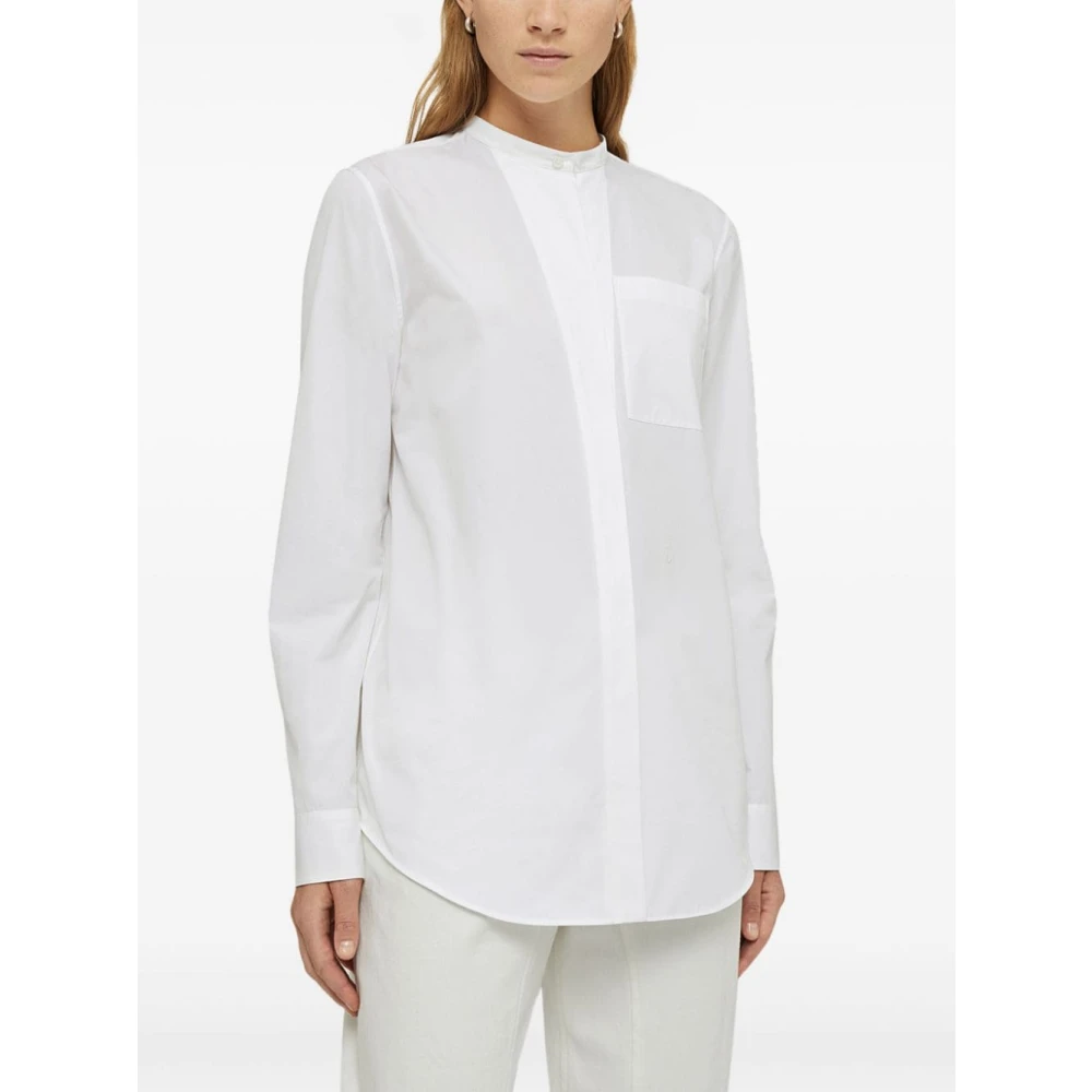 Jil Sander Witte Lange Mouw Mao Kraag Shirt White Dames