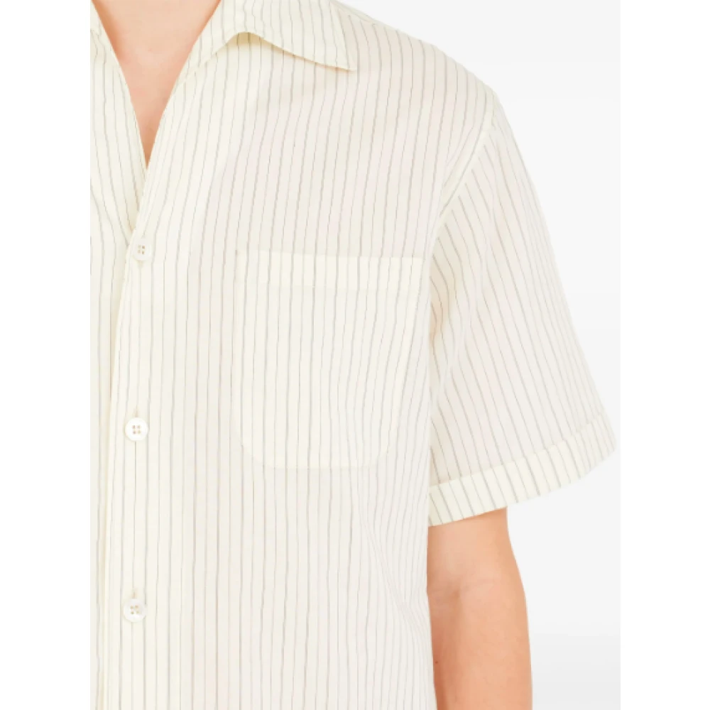 Maison Margiela Gestreept korte mouw overhemd White Heren