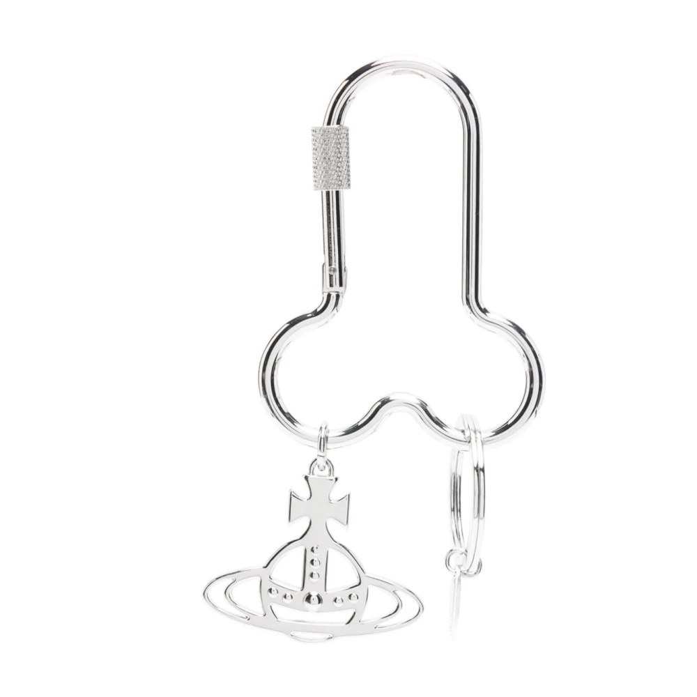 Vivienne Westwood Zilveren Sleutelhangers Orb Plaque Karabijnsluiting Gray Dames
