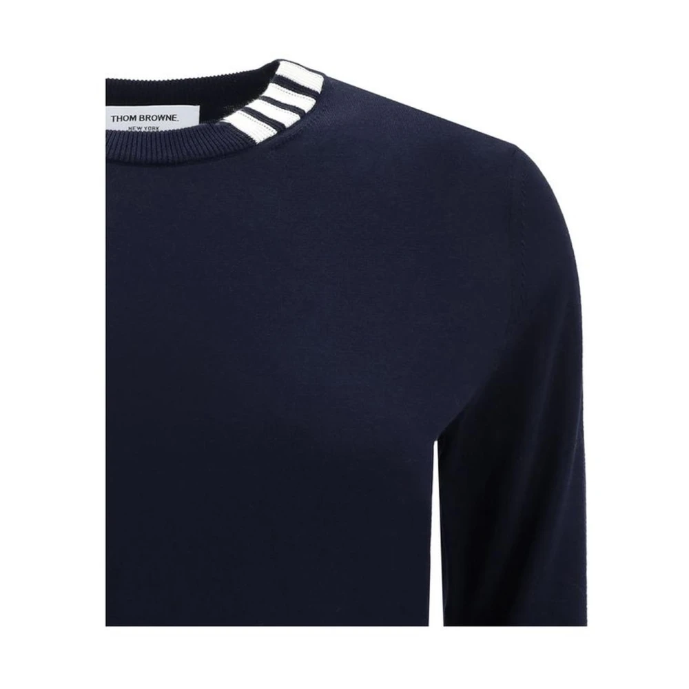Thom Browne Contrasterende Banden Geknoopte Splitten Trui Blue Dames