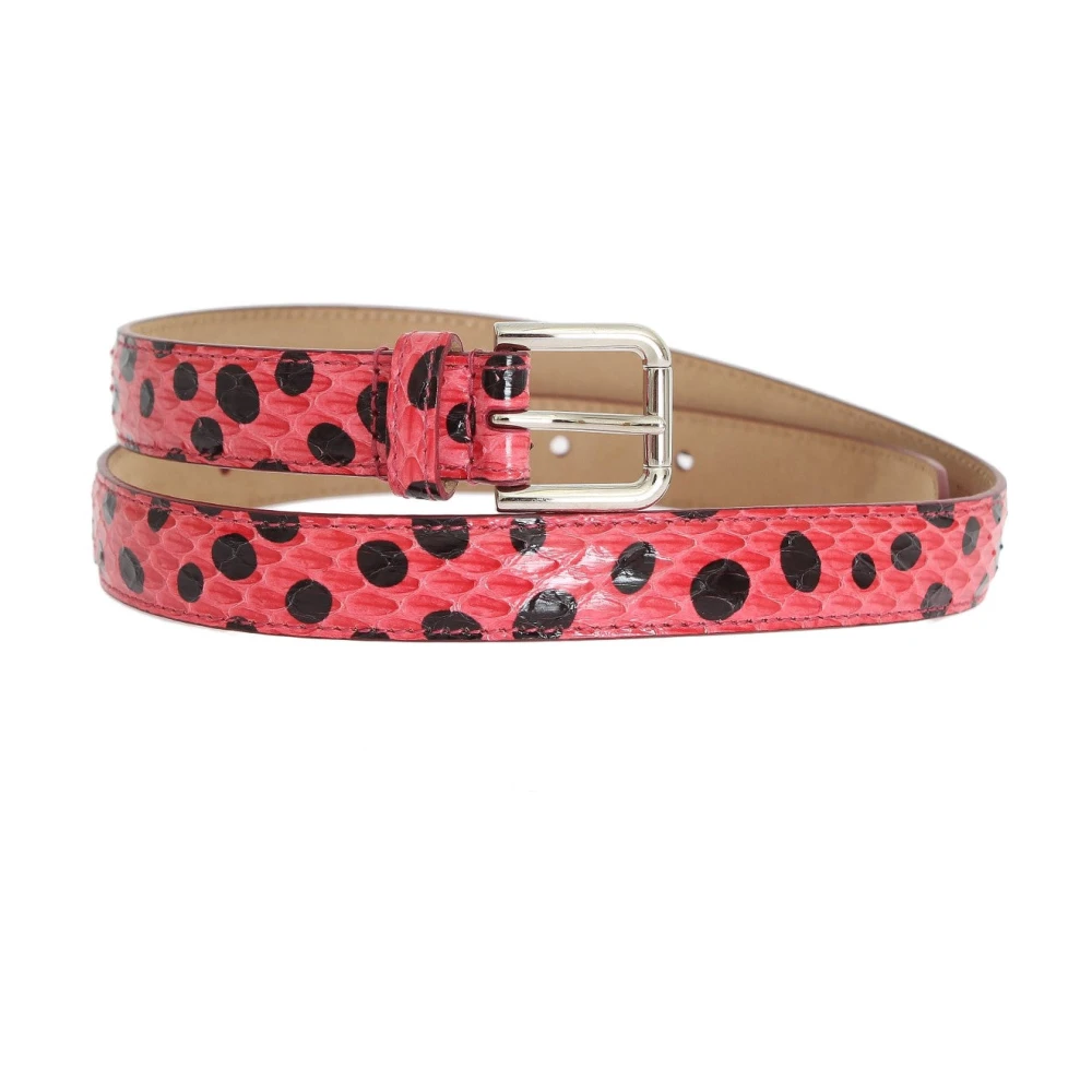 Dolce & Gabbana Roze Polka Snakeskin Zilveren Gesp Riem Pink Dames