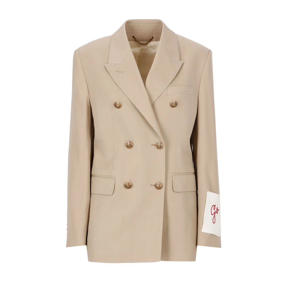 Golden Goose Women's Beige Blazers, S, Double-Breasted Blazer With Golden Buttons