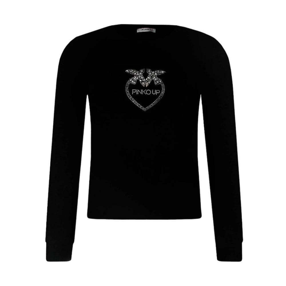 Pinko Meisjes Crew Neck Sweatshirt Trendy Comfortabel Black Dames