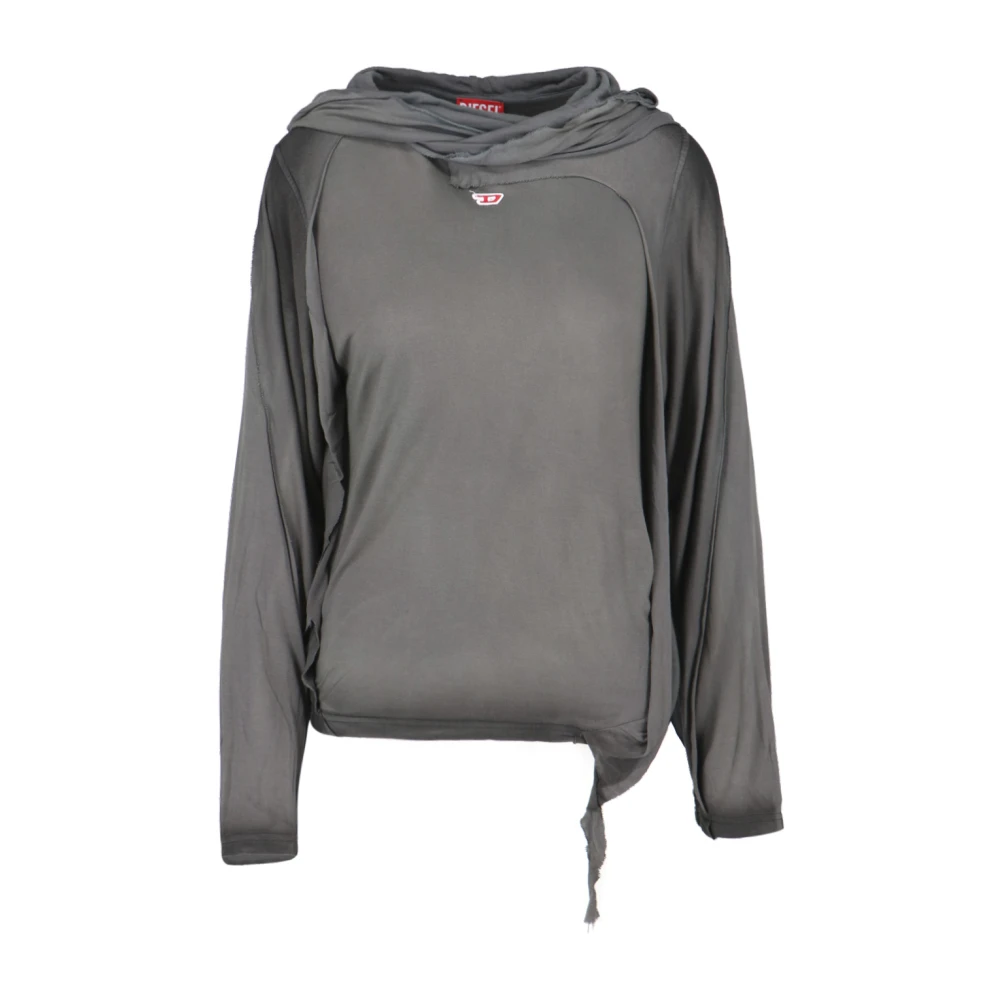 Diesel Vintage Grijs Hoodie Sweatshirt Jersey Textuur Gray Dames
