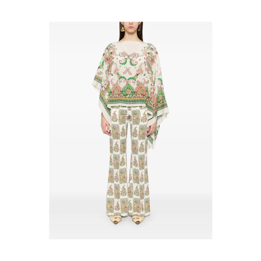 ETRO Beige Asymmetrische Boothals Cape Multicolor Dames