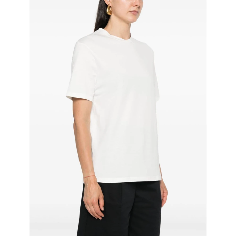 Jil Sander Wit Logo Print Katoenen T-shirt White Dames