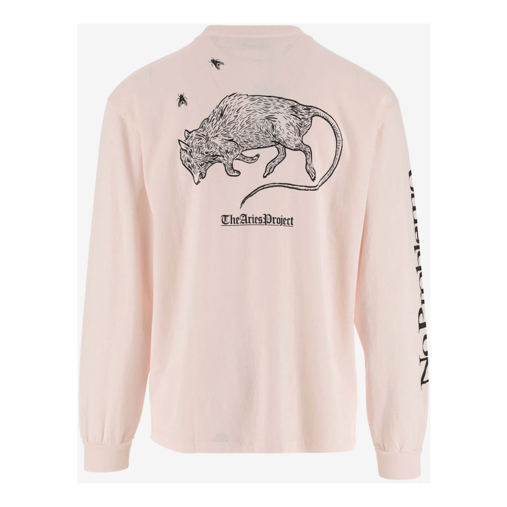 Aries Katoenen T-shirt met Logo Print Pink Heren