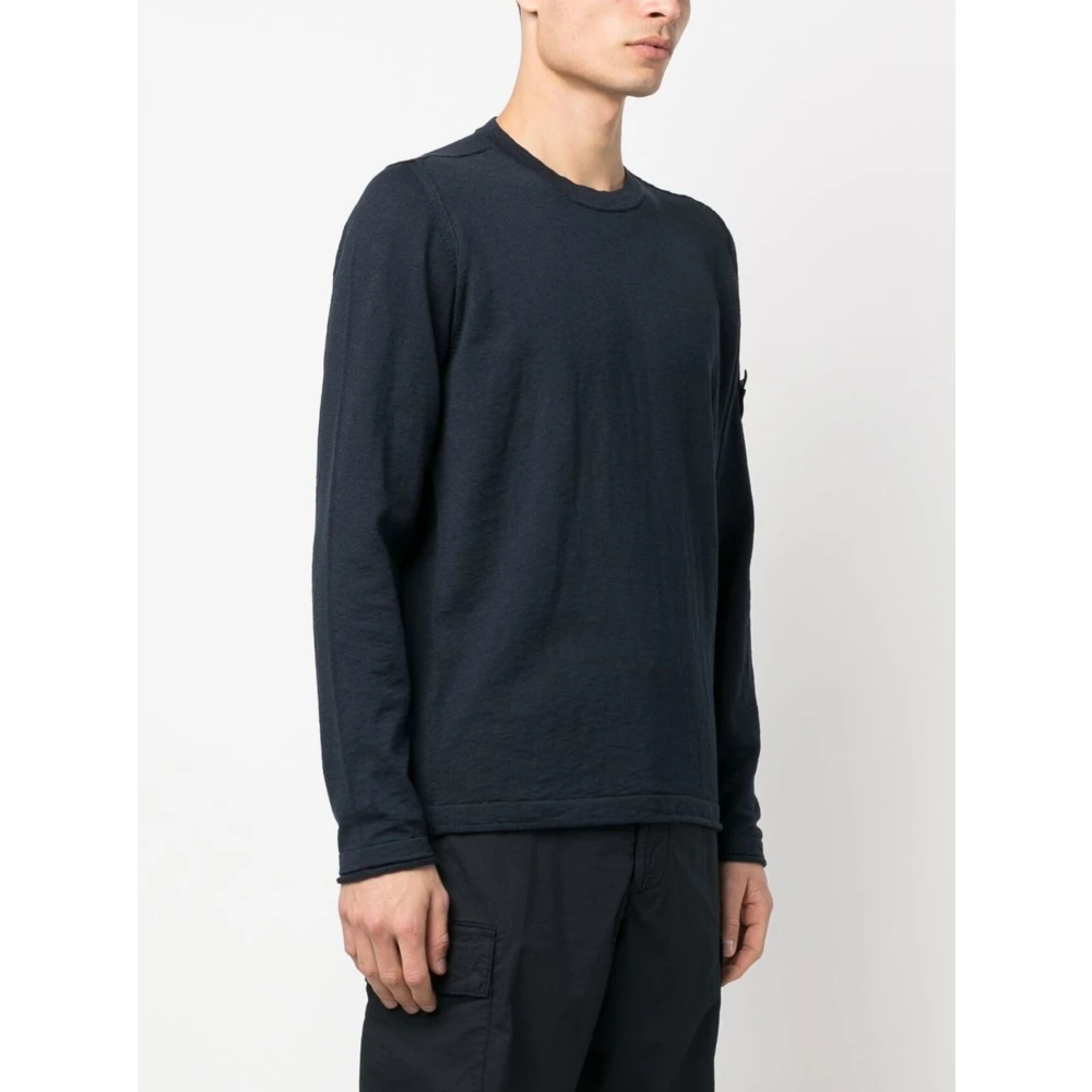 Stone Island Blauwe Sweater met Badge Detail Blue Heren