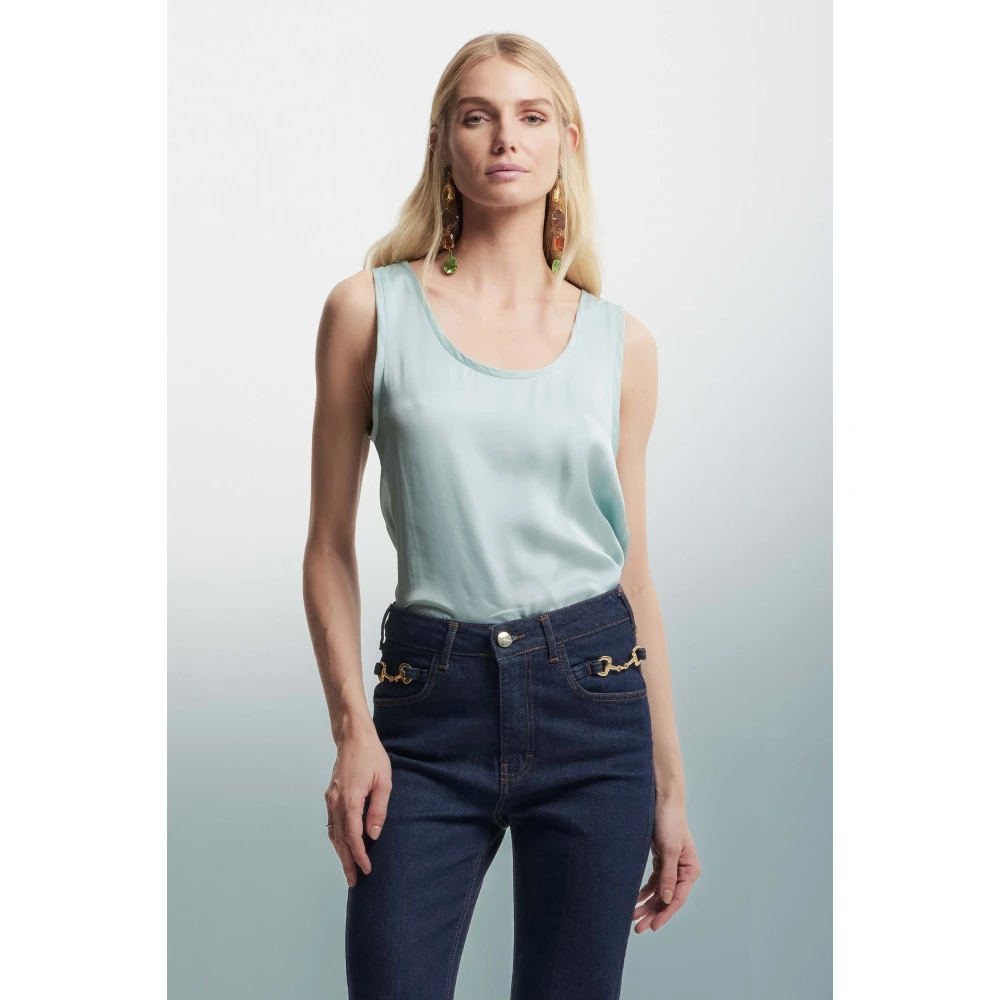 Kocca Minimalistische Ronde Hals Vest Top Green Dames