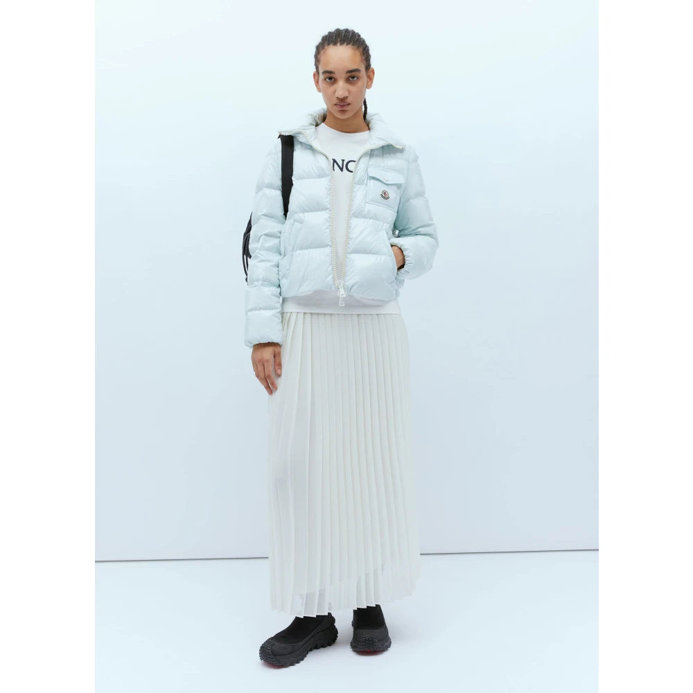 Moncler Geplooide Rok met Contrasterende Tailleband White Dames