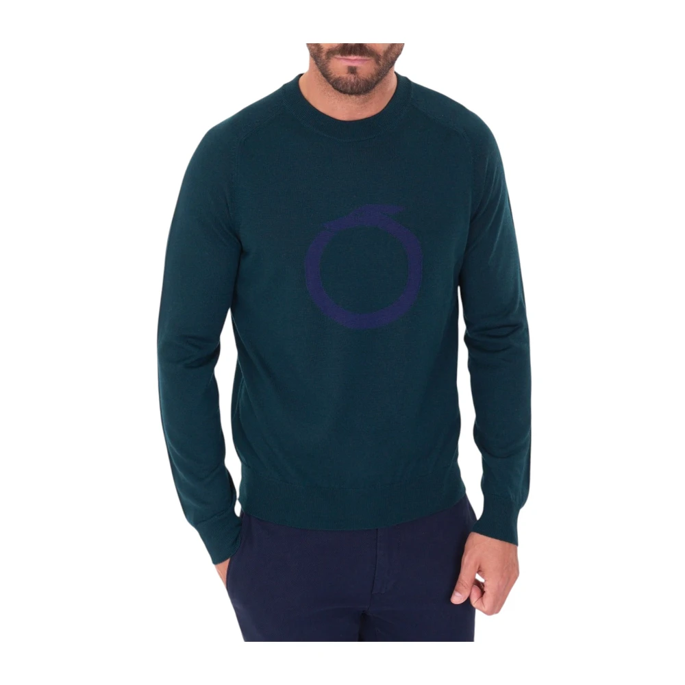 Trussardi Men's Green Round-Neck Knitwear - Round-Neck Knitwear - 2XL - Knitwear