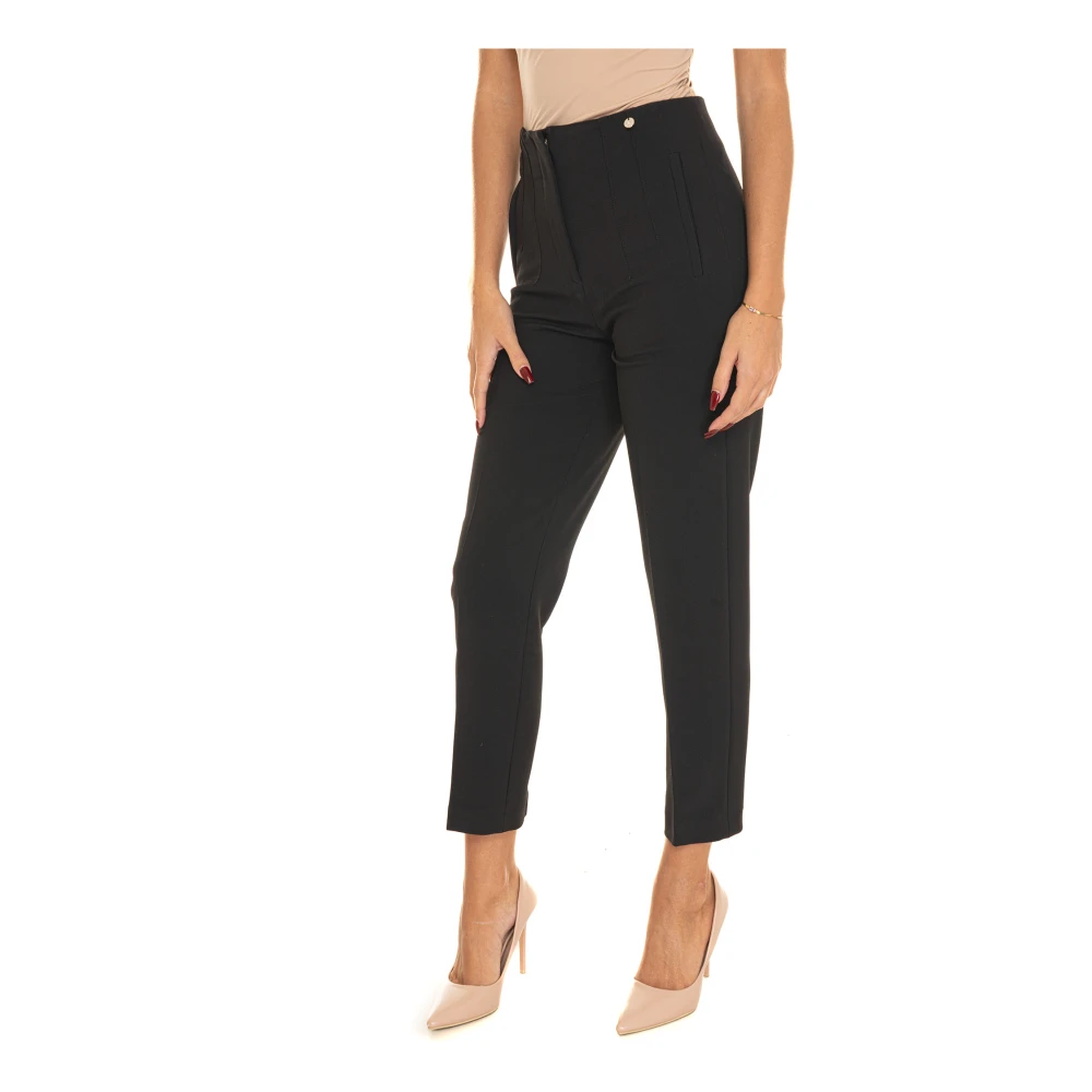 Liu Jo Hoge taille broek met rits Black Dames