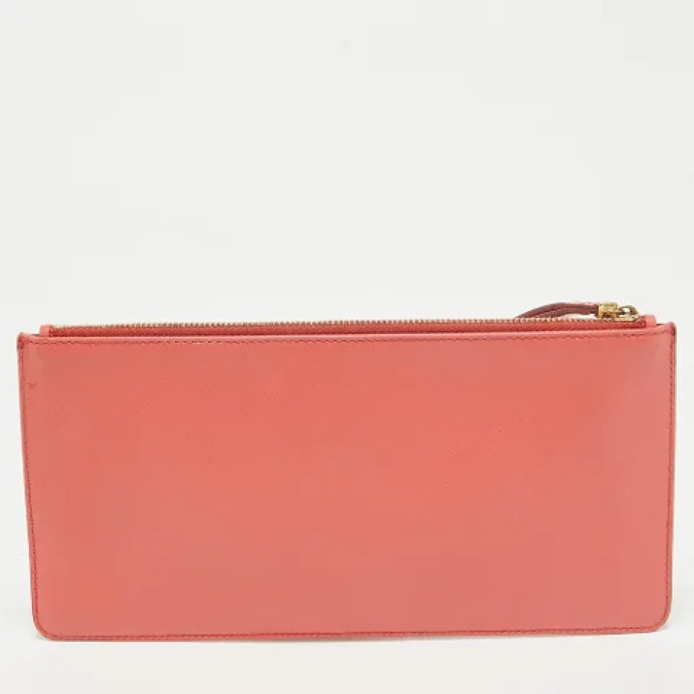 Salvatore Ferragamo Pre-owned Leather clutches Orange Dames