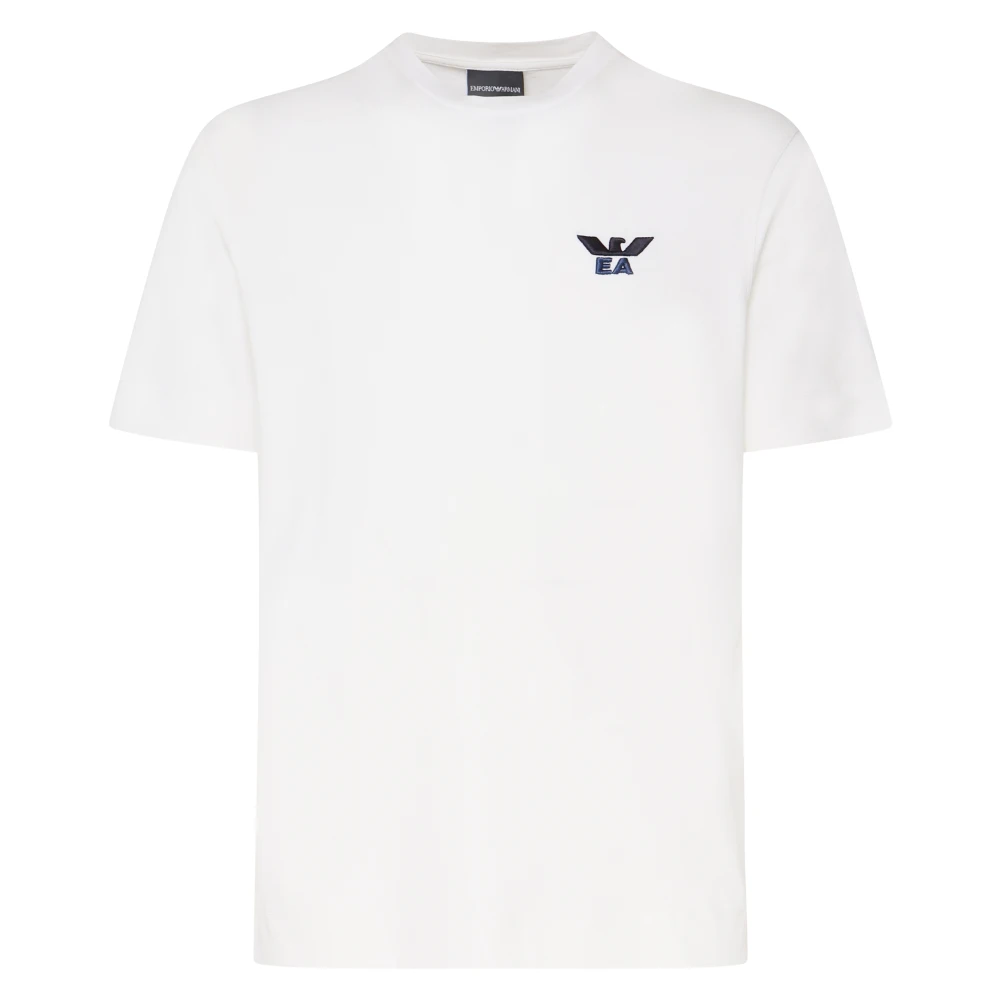 Emporio Armani Witte Katoenen T-shirt Ronde Kraag Korte Mouwen White Heren