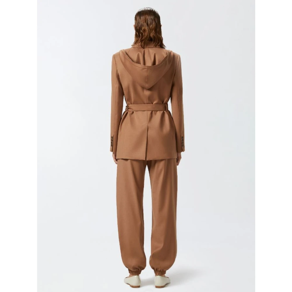 pinko Bruine Flanellen Jas met Grote Capuchon Brown Dames